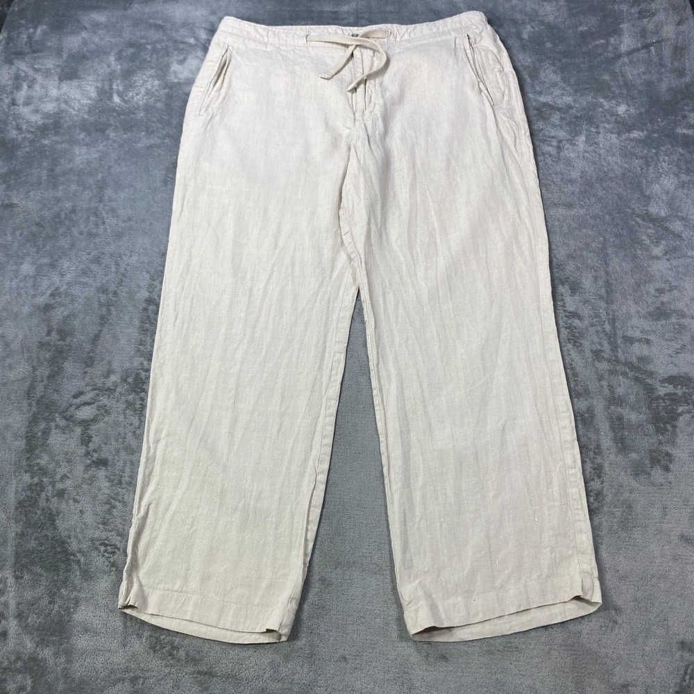 Tasso Elba 100% Linen Pants Lightweight 36x27 Mens Beige Beach Vacation Chino